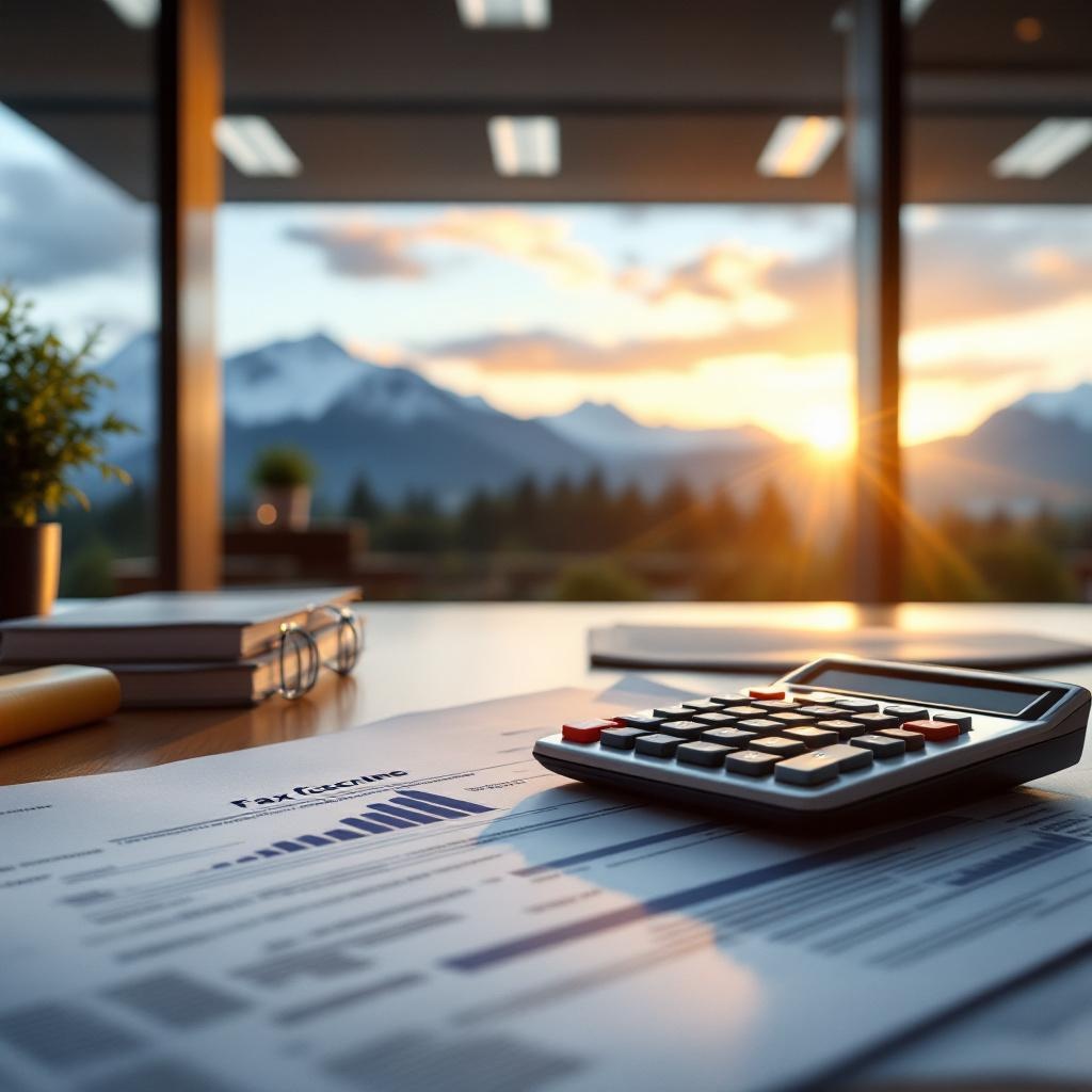 BC Property Transfer Tax Calculator and documents on a professional office desk