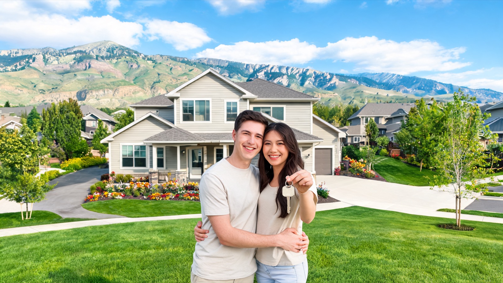 Young couple buying their first home in Calgary Alberta