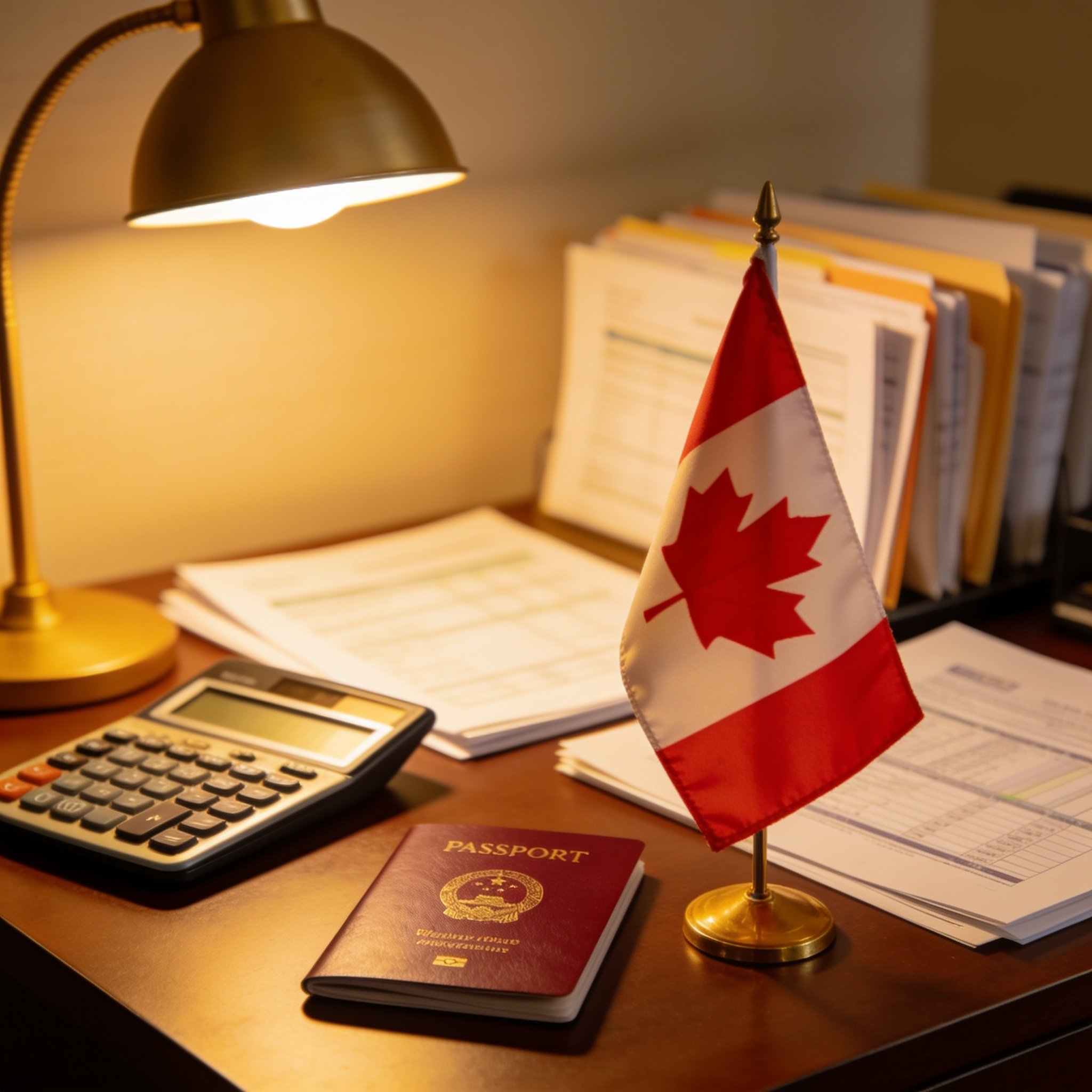 Mortgage documents and Canadian flag on desk — newcomer mortgage process