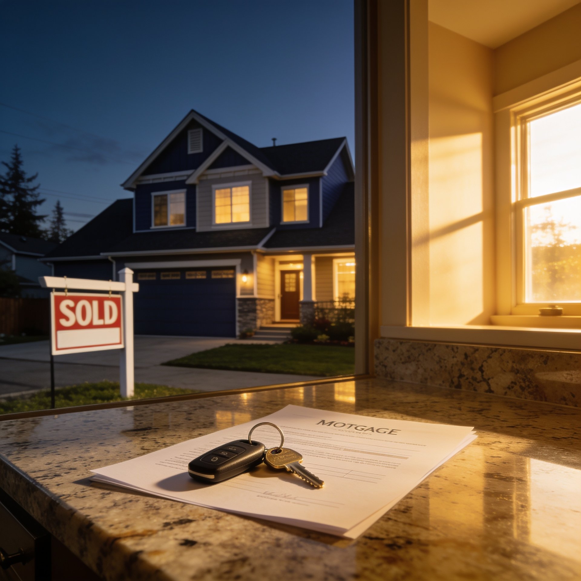 Bridge financing keys and documents on countertop